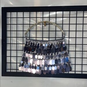 Bijoux Terner Silver and Blue Sequin Shoulder Bag